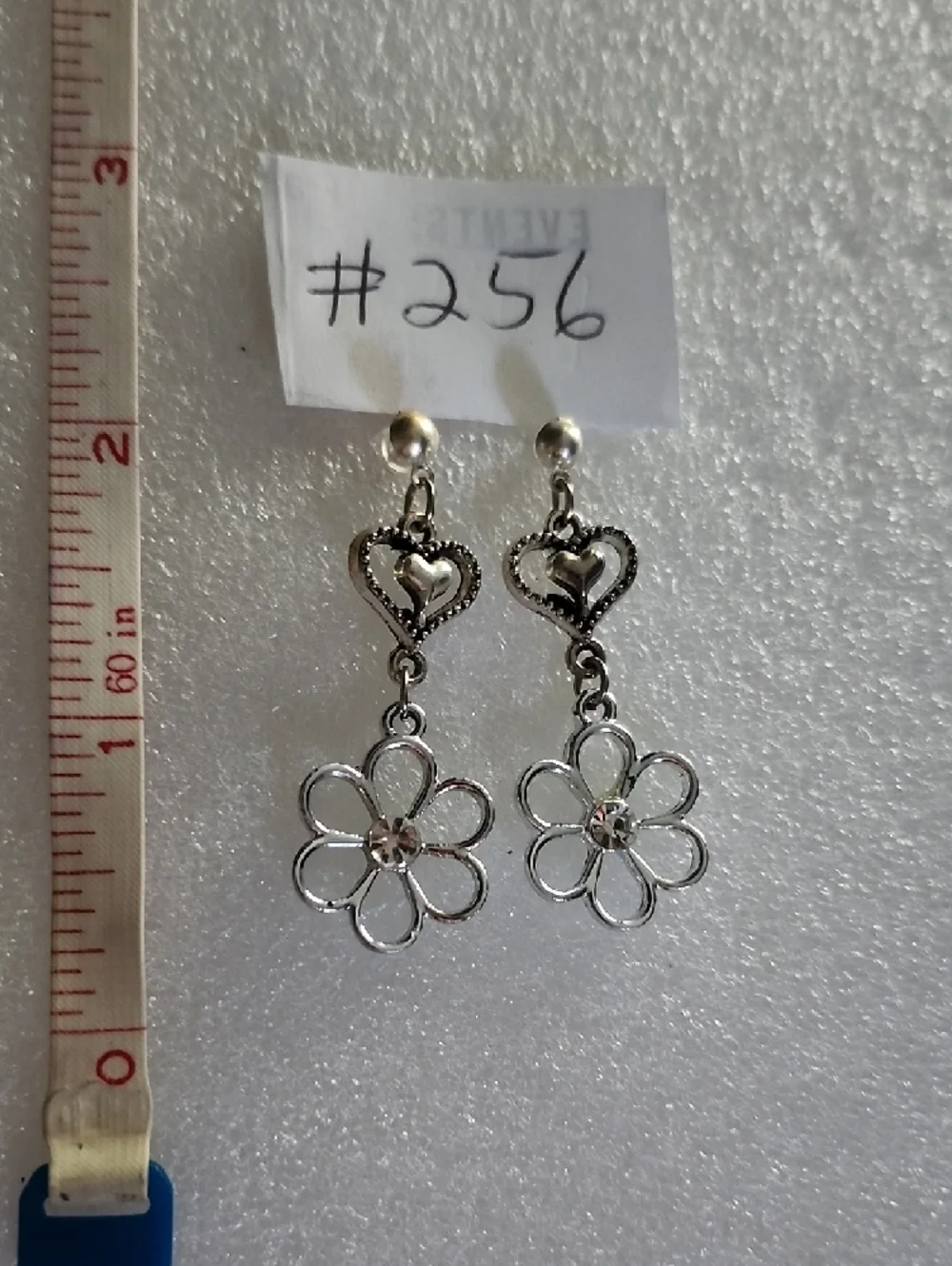 Hand Crafted Silver Heart & Daisy Drop Earrings